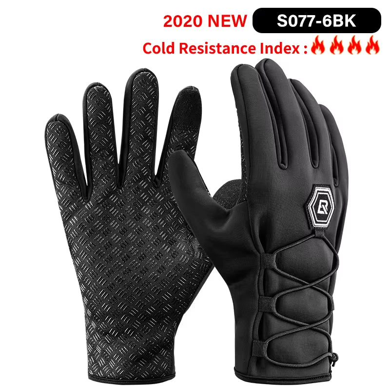 Winter Gloves Bicycle Motorcycle SBR Men Women Full Finger Windproof Gloves Warm Fleece Skiing Glove Cycling Equipment