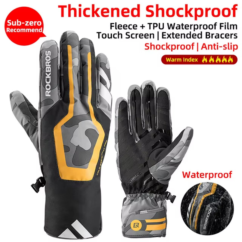 Winter Gloves Bicycle Motorcycle SBR Men Women Full Finger Windproof Gloves Warm Fleece Skiing Glove Cycling Equipment