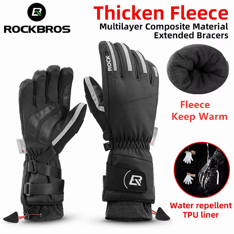 Winter Gloves Bicycle Motorcycle SBR Men Women Full Finger Windproof Gloves Warm Fleece Skiing Glove Cycling Equipment