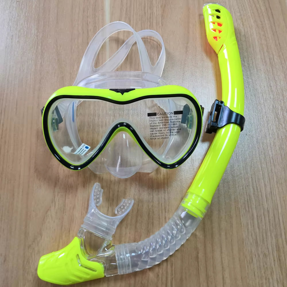 Dry Snorkel Set Diving Mask Anti-Leak Anti-Fog Tempered Glass Lens Adjustable Snorkeling Set Scuba Diving Swimming Snorkel Kit