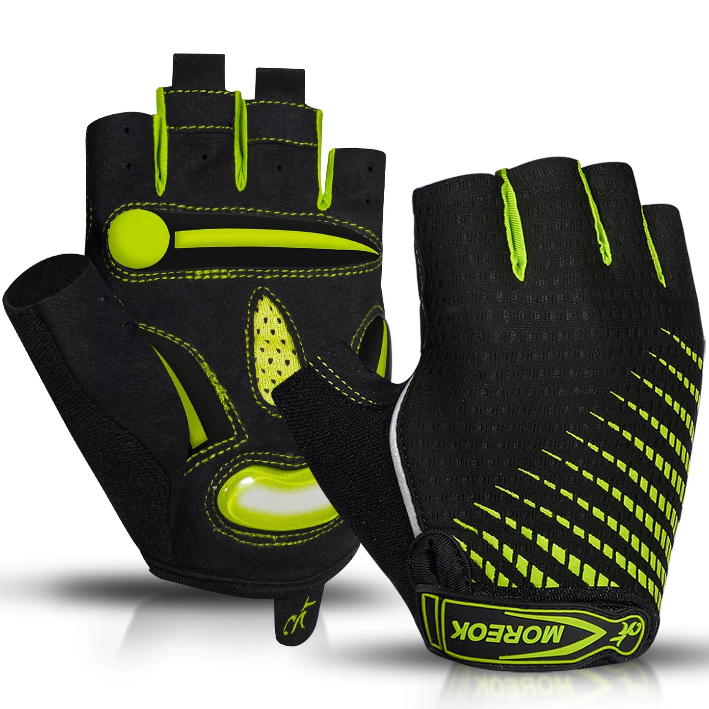 MOREOK Bike Cycling Gloves Half Finger Breathable 5MM Gel Pads Bicycle Gloves Shock-Absorbing Mountain Bike Road Biking Gloves