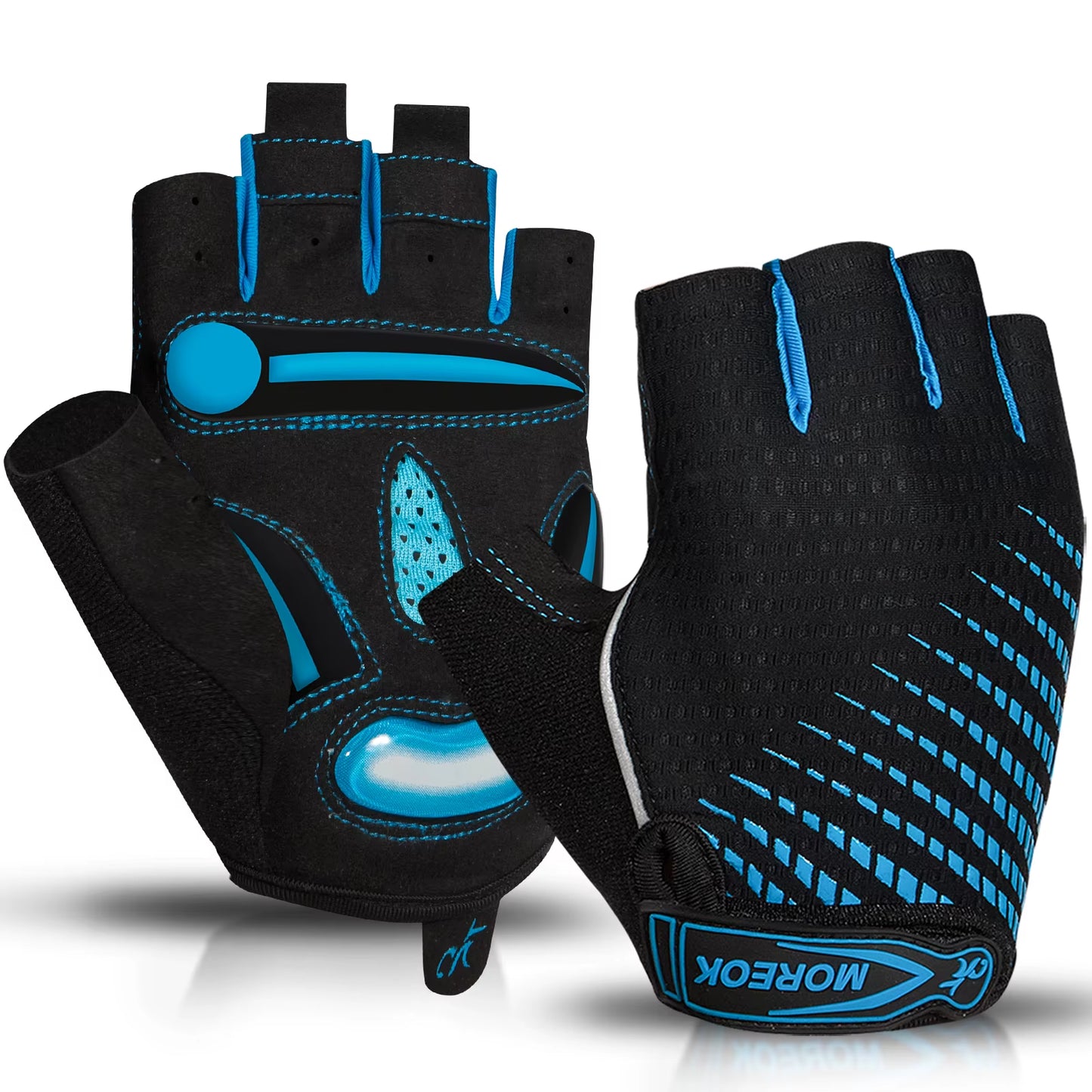 MOREOK Bike Cycling Gloves Half Finger Breathable 5MM Gel Pads Bicycle Gloves Shock-Absorbing Mountain Bike Road Biking Gloves