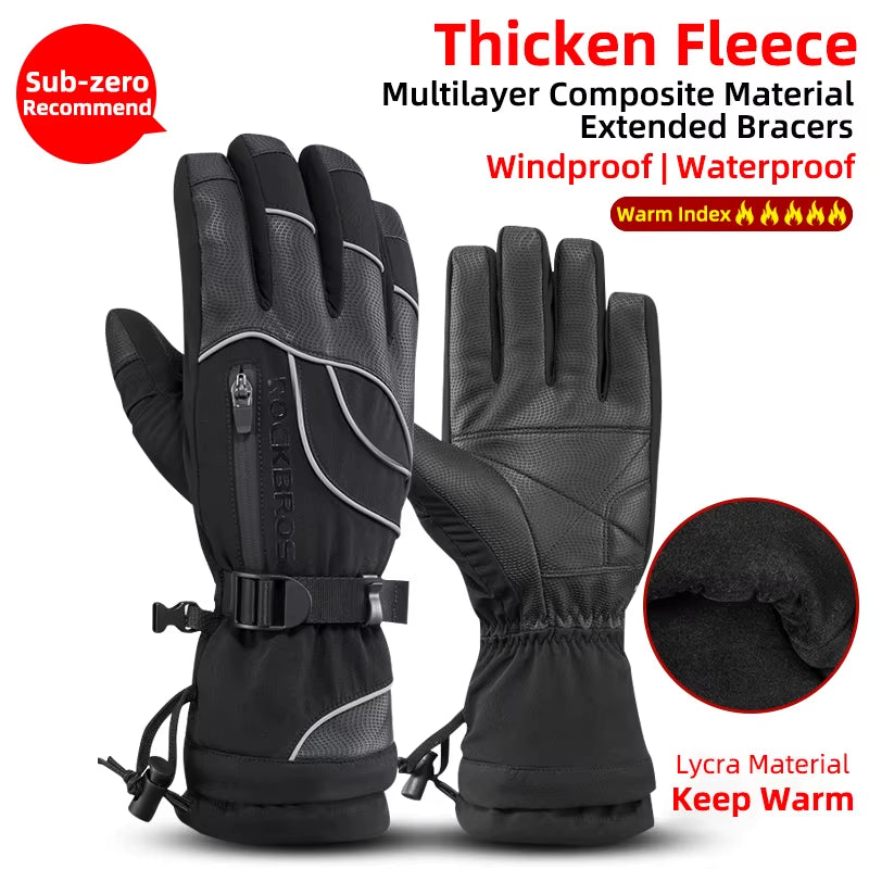 Winter Gloves Bicycle Motorcycle SBR Men Women Full Finger Windproof Gloves Warm Fleece Skiing Glove Cycling Equipment