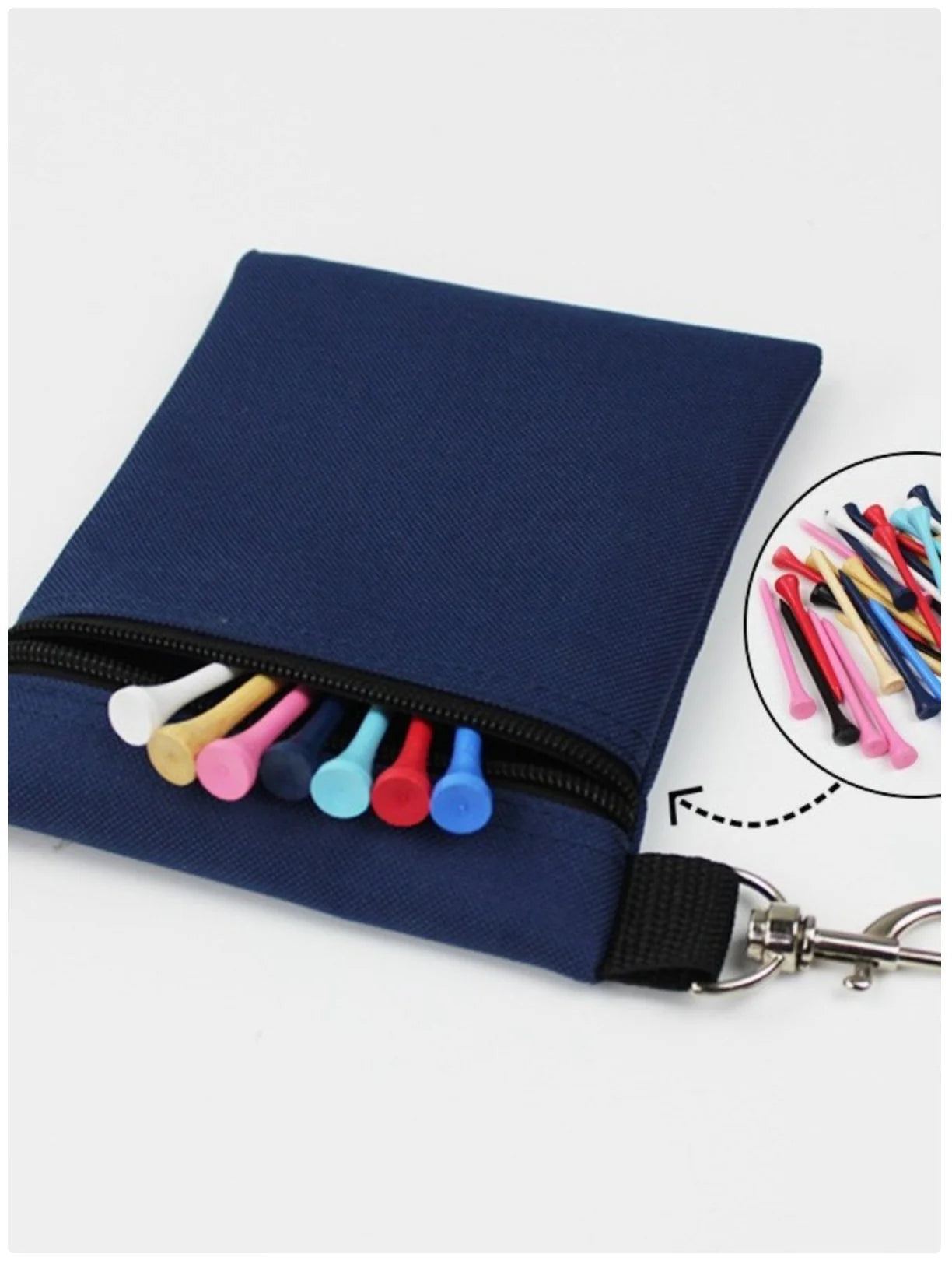 Golf Ball Storage Pouch with Carabiner - Portable Golf Accessories Bag for Balls, Tees & Divot Tools