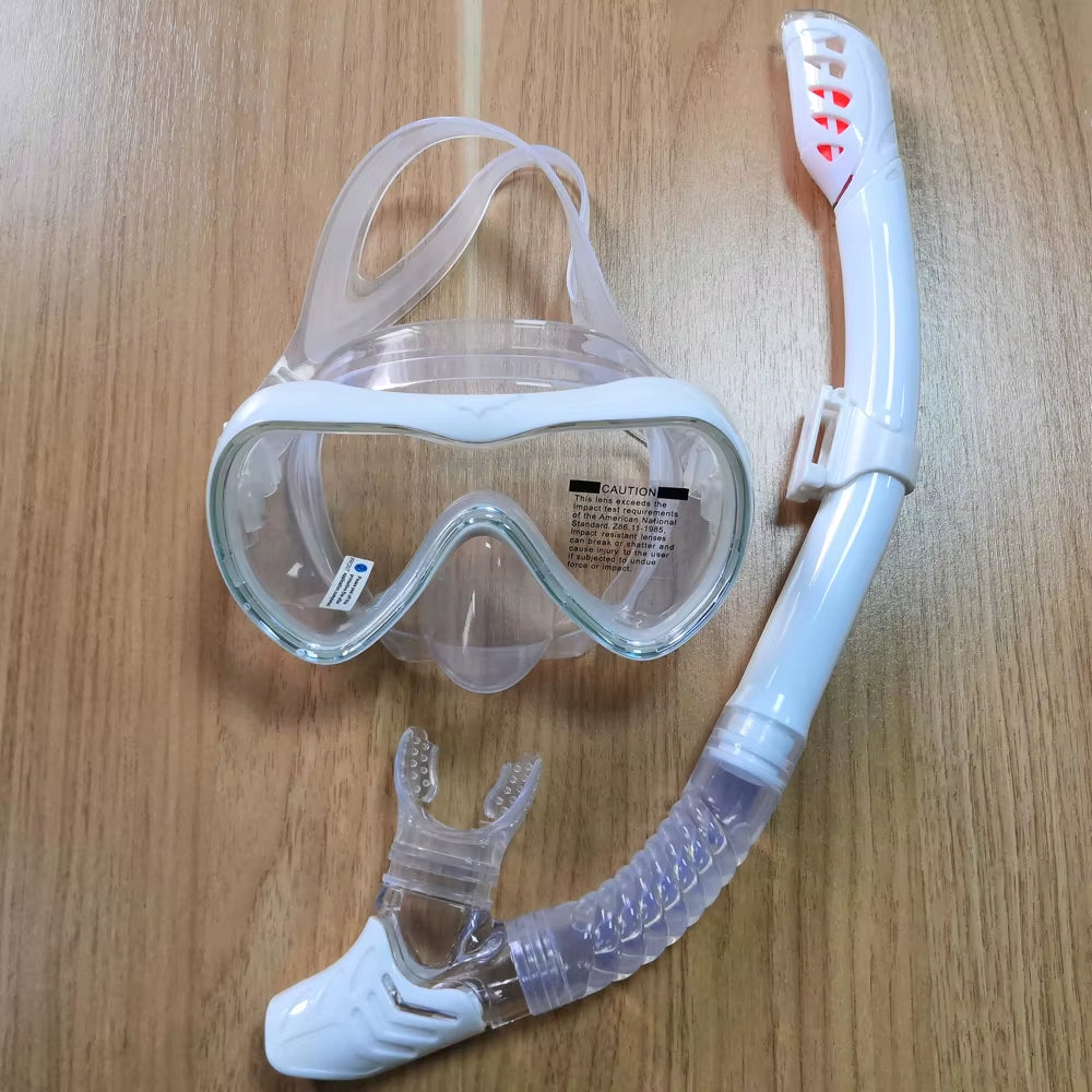Dry Snorkel Set Diving Mask Anti-Leak Anti-Fog Tempered Glass Lens Adjustable Snorkeling Set Scuba Diving Swimming Snorkel Kit