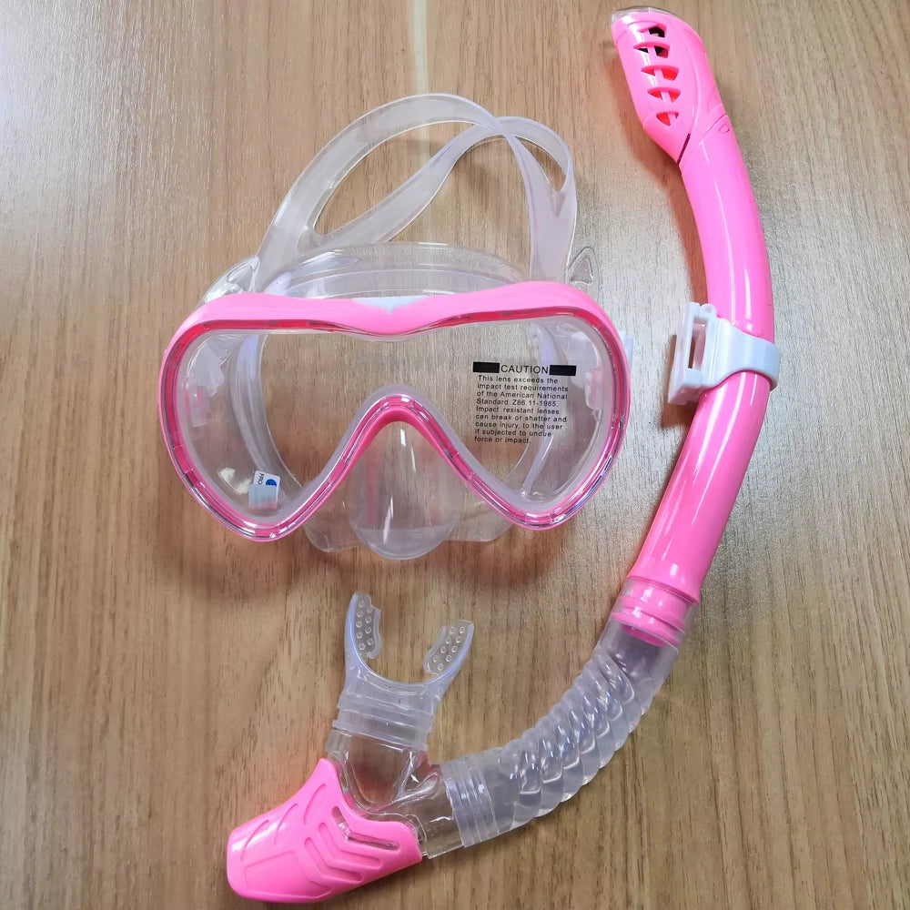 Dry Snorkel Set Diving Mask Anti-Leak Anti-Fog Tempered Glass Lens Adjustable Snorkeling Set Scuba Diving Swimming Snorkel Kit
