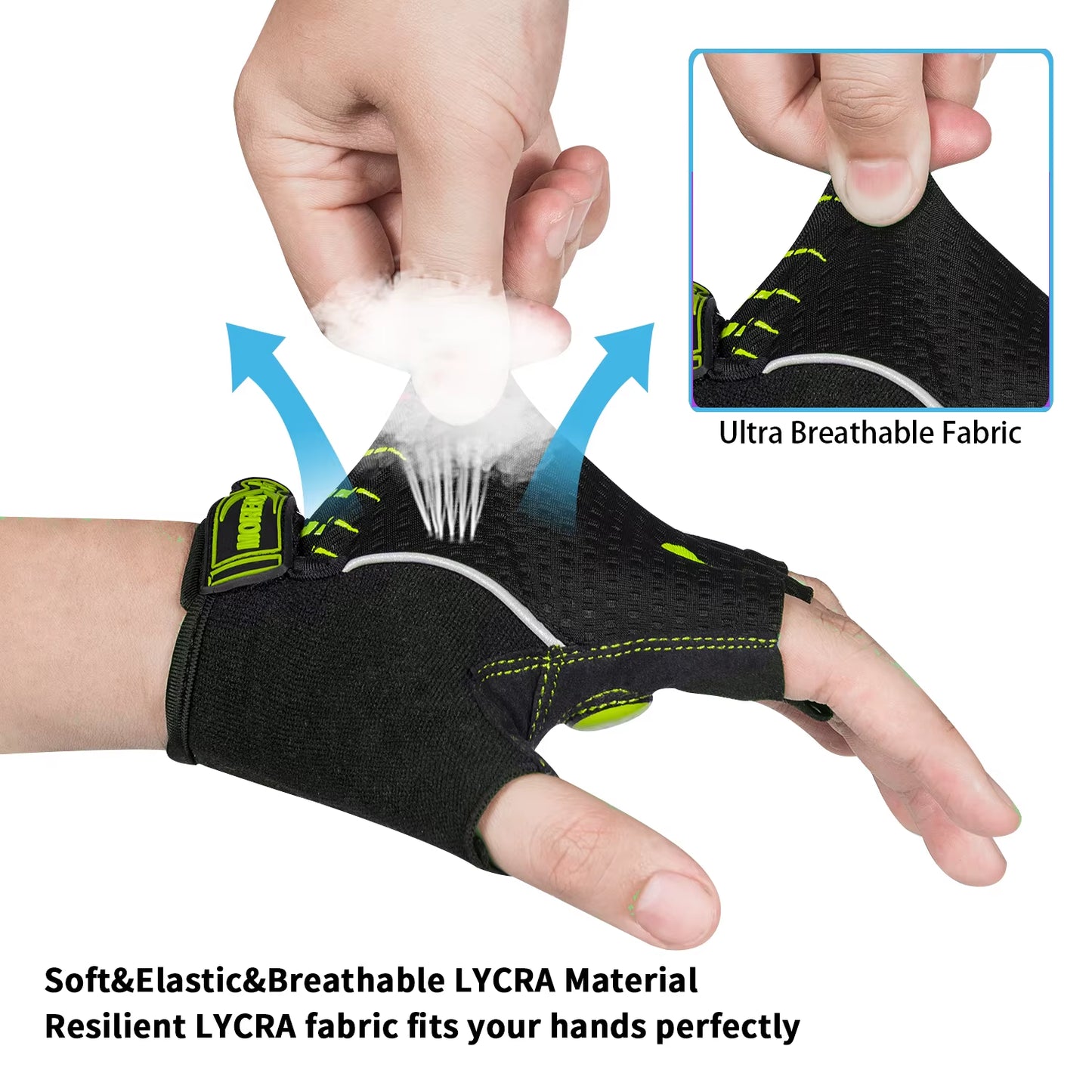 MOREOK Bike Cycling Gloves Half Finger Breathable 5MM Gel Pads Bicycle Gloves Shock-Absorbing Mountain Bike Road Biking Gloves