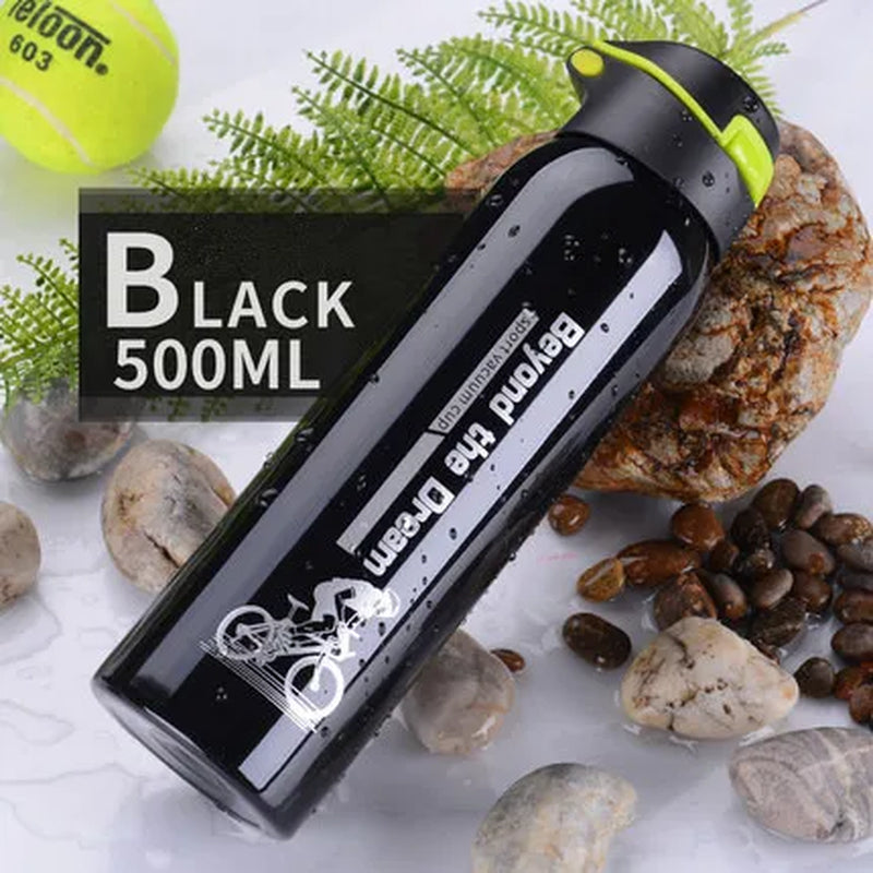 Bpa-Free 500Ml Insulated Vacuum Flasks Sports Bike Thermals Straw Cup Portable Rope Thermos Water Bottle Coffee Mug Travel