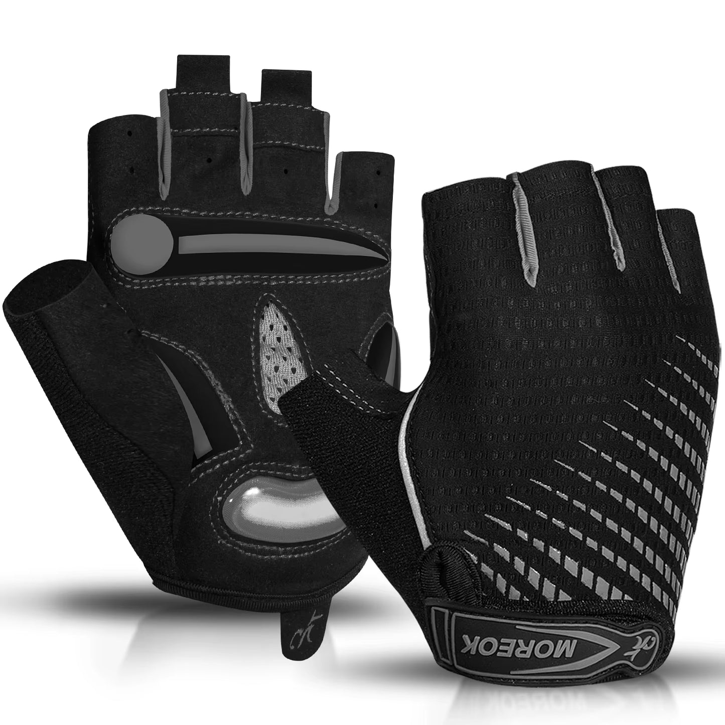 MOREOK Bike Cycling Gloves Half Finger Breathable 5MM Gel Pads Bicycle Gloves Shock-Absorbing Mountain Bike Road Biking Gloves