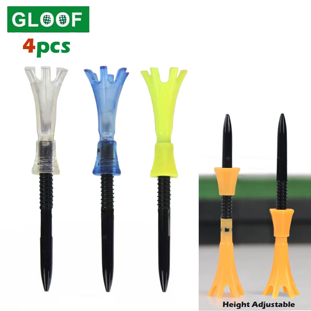 4Set Height Adjustable Golf Tees Golf Plastic Crown Tee Holder Set for Driving Range Golf Practice 80Mm