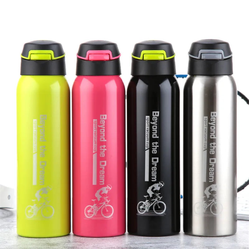 Bpa-Free 500Ml Insulated Vacuum Flasks Sports Bike Thermals Straw Cup Portable Rope Thermos Water Bottle Coffee Mug Travel