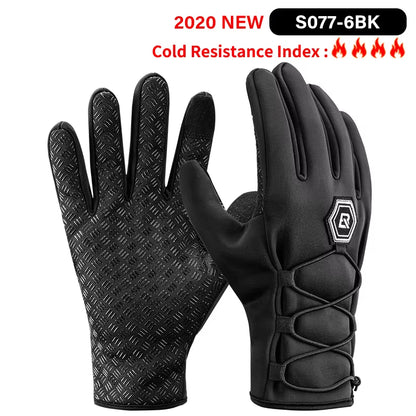 Winter Gloves Bicycle Motorcycle SBR Men Women Full Finger Windproof Gloves Warm Fleece Skiing Glove Cycling Equipment