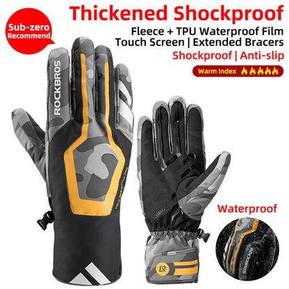 Winter Gloves Bicycle Motorcycle SBR Men Women Full Finger Windproof Gloves Warm Fleece Skiing Glove Cycling Equipment