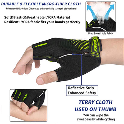 MOREOK Bike Cycling Gloves Half Finger Breathable 5MM Gel Pads Bicycle Gloves Shock-Absorbing Mountain Bike Road Biking Gloves