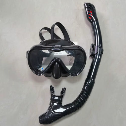 Dry Snorkel Set Diving Mask Anti-Leak Anti-Fog Tempered Glass Lens Adjustable Snorkeling Set Scuba Diving Swimming Snorkel Kit