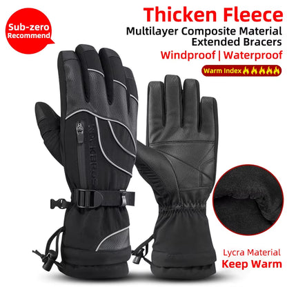 Winter Gloves Bicycle Motorcycle SBR Men Women Full Finger Windproof Gloves Warm Fleece Skiing Glove Cycling Equipment