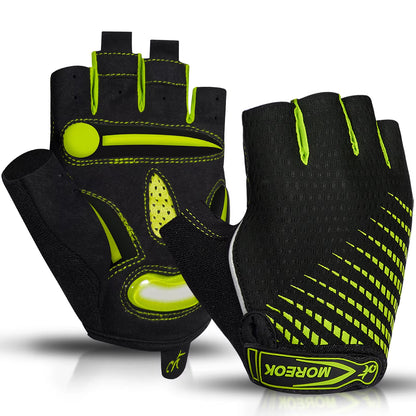 MOREOK Bike Cycling Gloves Half Finger Breathable 5MM Gel Pads Bicycle Gloves Shock-Absorbing Mountain Bike Road Biking Gloves