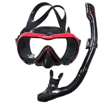 Dry Snorkel Set Diving Mask Anti-Leak Anti-Fog Tempered Glass Lens Adjustable Snorkeling Set Scuba Diving Swimming Snorkel Kit