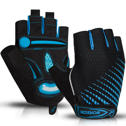 MOREOK Bike Cycling Gloves Half Finger Breathable 5MM Gel Pads Bicycle Gloves Shock-Absorbing Mountain Bike Road Biking Gloves