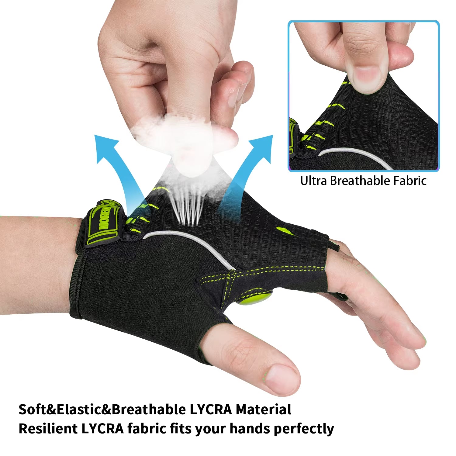 MOREOK Bike Cycling Gloves Half Finger Breathable 5MM Gel Pads Bicycle Gloves Shock-Absorbing Mountain Bike Road Biking Gloves