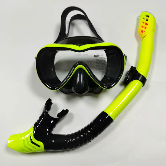 Dry Snorkel Set Diving Mask Anti-Leak Anti-Fog Tempered Glass Lens Adjustable Snorkeling Set Scuba Diving Swimming Snorkel Kit