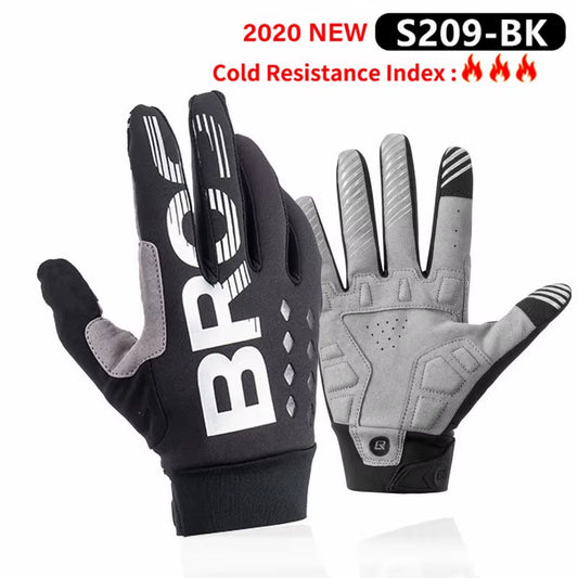 Winter Gloves Bicycle Motorcycle SBR Men Women Full Finger Windproof Gloves Warm Fleece Skiing Glove Cycling Equipment