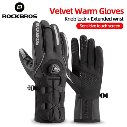 Winter Gloves Bicycle Motorcycle SBR Men Women Full Finger Windproof Gloves Warm Fleece Skiing Glove Cycling Equipment