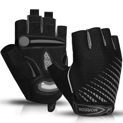 MOREOK Bike Cycling Gloves Half Finger Breathable 5MM Gel Pads Bicycle Gloves Shock-Absorbing Mountain Bike Road Biking Gloves